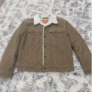Levis Mens Type III Sherpa Trucker Jacket Tan Corduroy 16365-0084 Size M